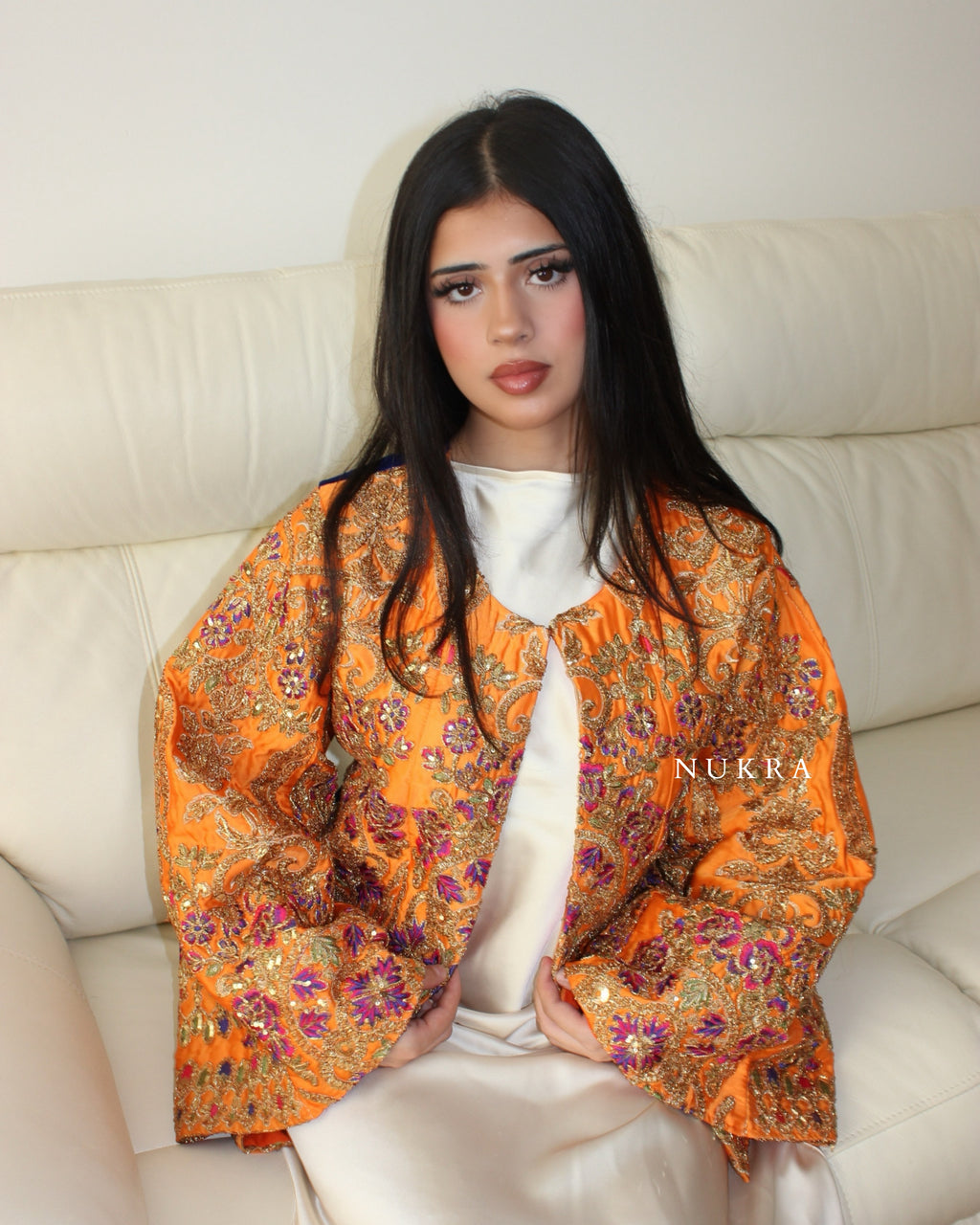 Bespoke Orange and Navy Detailed Jacket