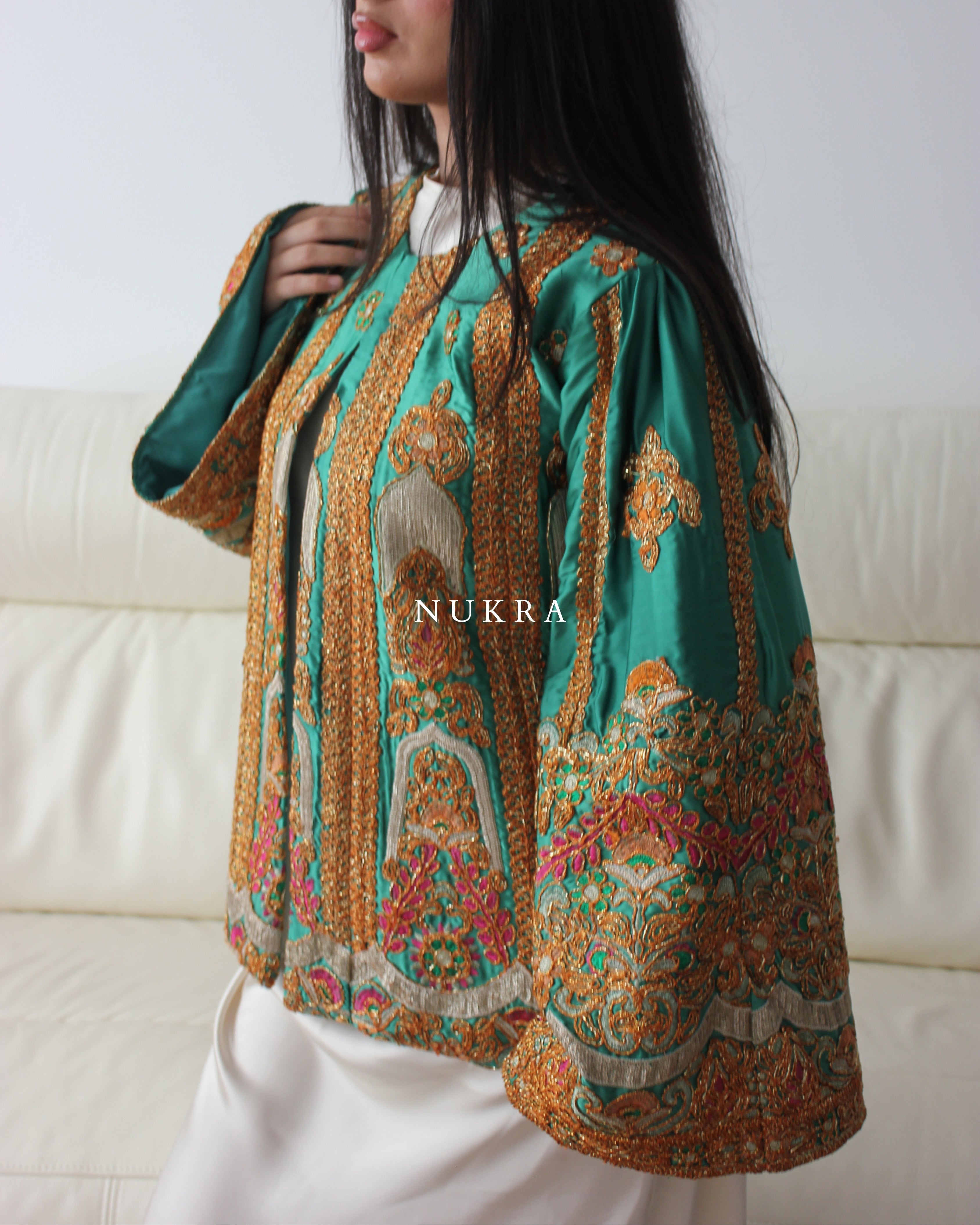 Bespoke Detailed Green and Pink Jacket
