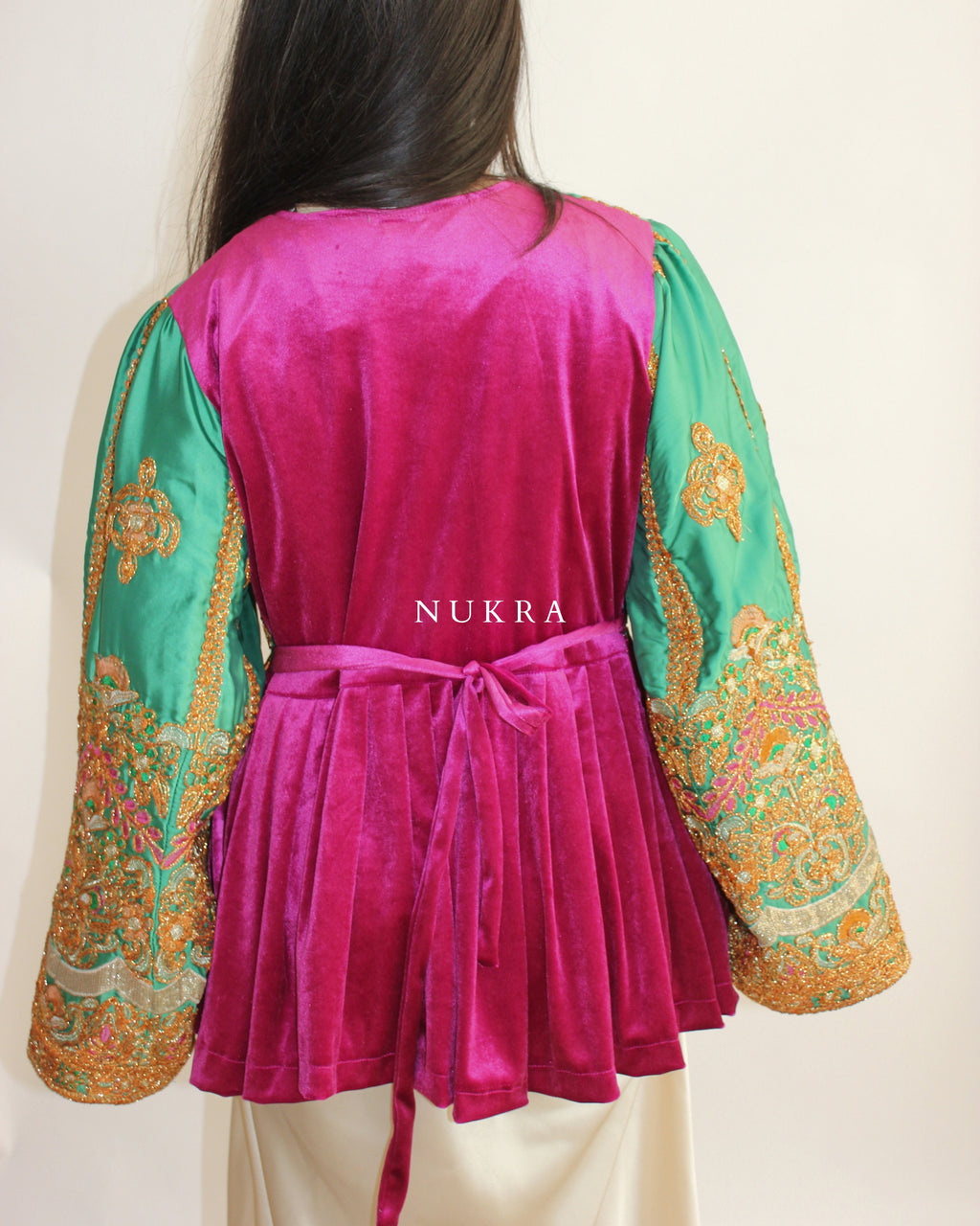 Bespoke Detailed Green and Pink Jacket