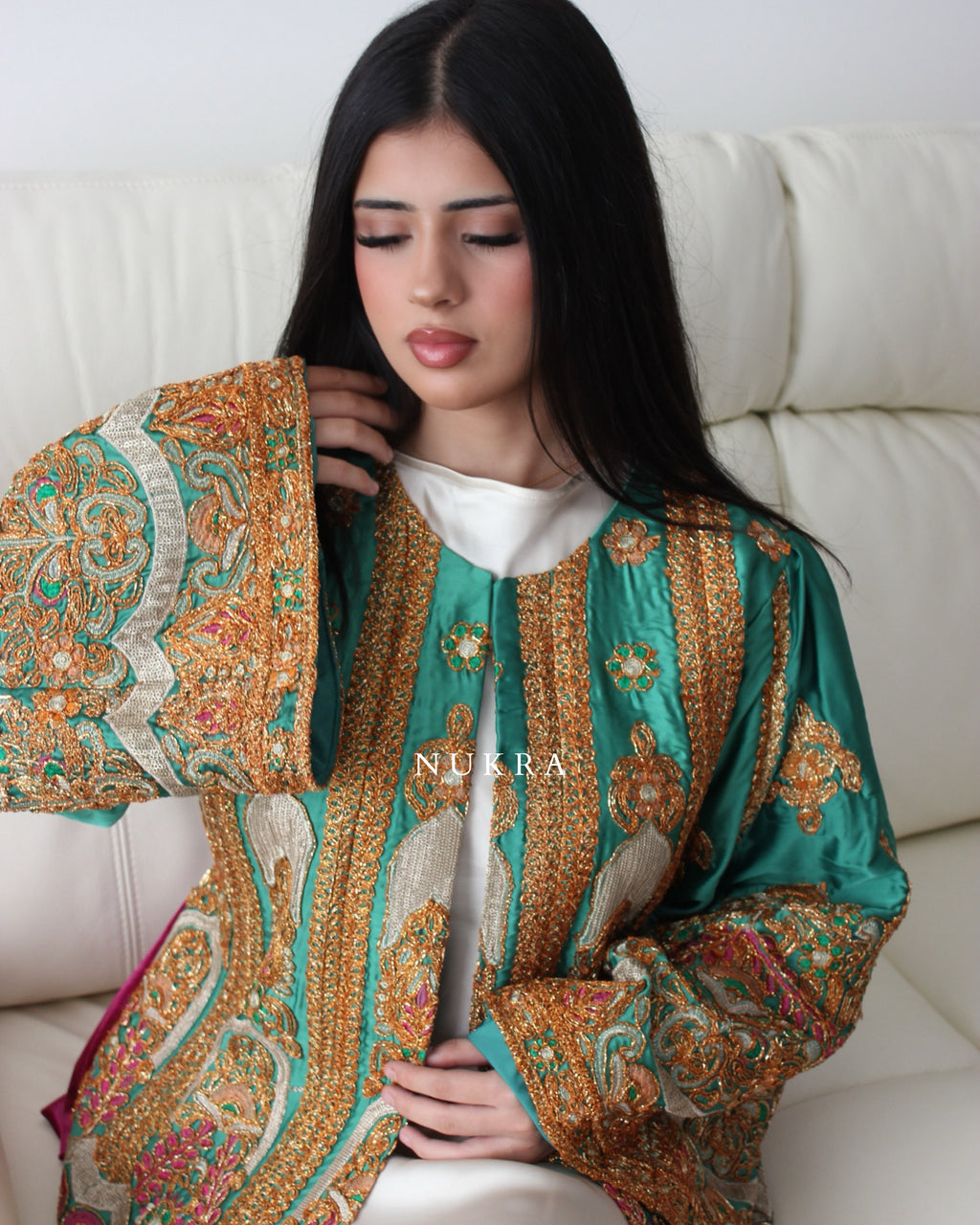 Bespoke Detailed Green and Pink Jacket