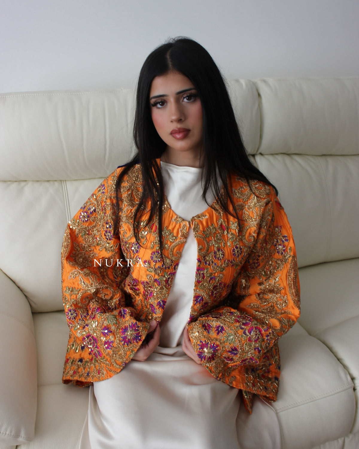 Bespoke Orange and Navy Detailed Jacket